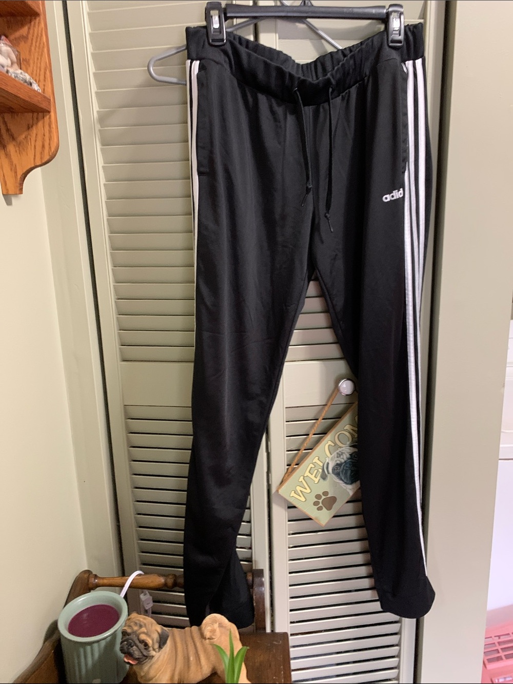 adidas Black Joggers with White Side Stripes
